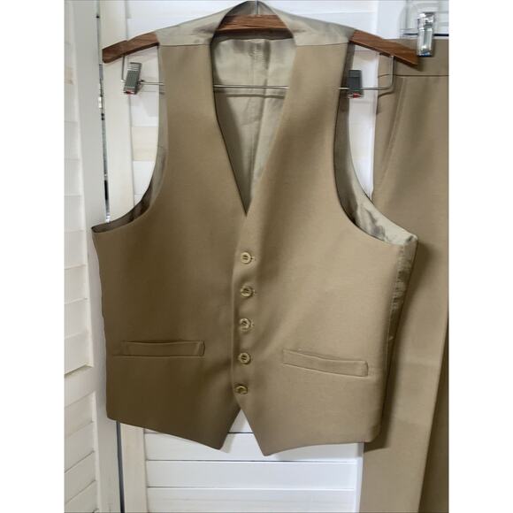 Vintage Sears The Men's Store Polyester 3 Piece Suit Khaki Tan Brown 39R - Picture 8 of 15